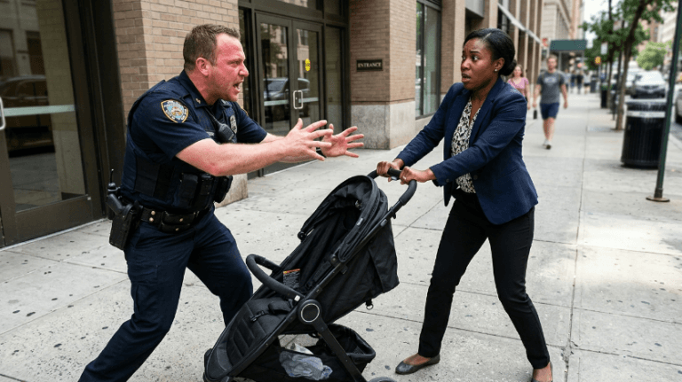 The Stroller At City Hall: Her Stroller Stopped At The Curb Outside City Hall… And The Badge On Her Belt Went Silent…